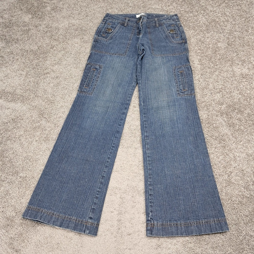 Ann Taylor Loft Womens Flare Leg Jeans Blue Medium Wash Stretch Size 2 Utility